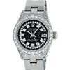 Rolex Ladies Quickset Sapphire Stainless Steel Black Diamond Lugs Datejust Wrist