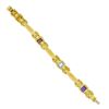 Image 5 : 18K Gold & Bezel Set Multi Color Cabochon Gemstone Scroll Grooved Link Bracelet