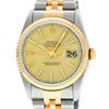 Rolex Mens 18K Yellow Gold And Stainless Steel Champagne Index Fluted Bezel Date