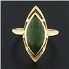 Image 2 : 14K Yellow Gold Bezel Marquise Cabochon Jade Open Frame Simple Solitaire Ring