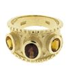 Image 9 : 14k Yellow Gold Oval Garnet Citrine Matte Finish Bead Work Wide Cigar Band Ring