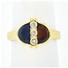 Image 1 : 18k Gold Half Moon Bezel Set Spessartite Garnet & Amethyst w/ Diamond Ring