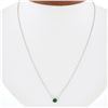 NEW 14K White Gold 0.42 ctw Emerald Cut Emerald Petite Solitaire Pendant Necklac