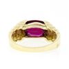 Image 9 : 14k Yellow Gold GIA 3 ctw Cushion Rubellite Tourmaline Solitaire Grooved Side Ri