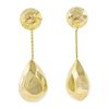 Image 3 : Elegant 14K Yellow Gold Faceted Puffed Polished Teardrop Drop Dangle Earrings