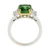 Image 9 : NEW Platinum & 14k Gold 4.39 ctw GIA Cushion Tsavorite & Emerald Cut Diamond Rin