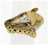 Vintage 18K Gold Detailed 3D Horse Head Band Ring w/ Enamel Work & Diamond