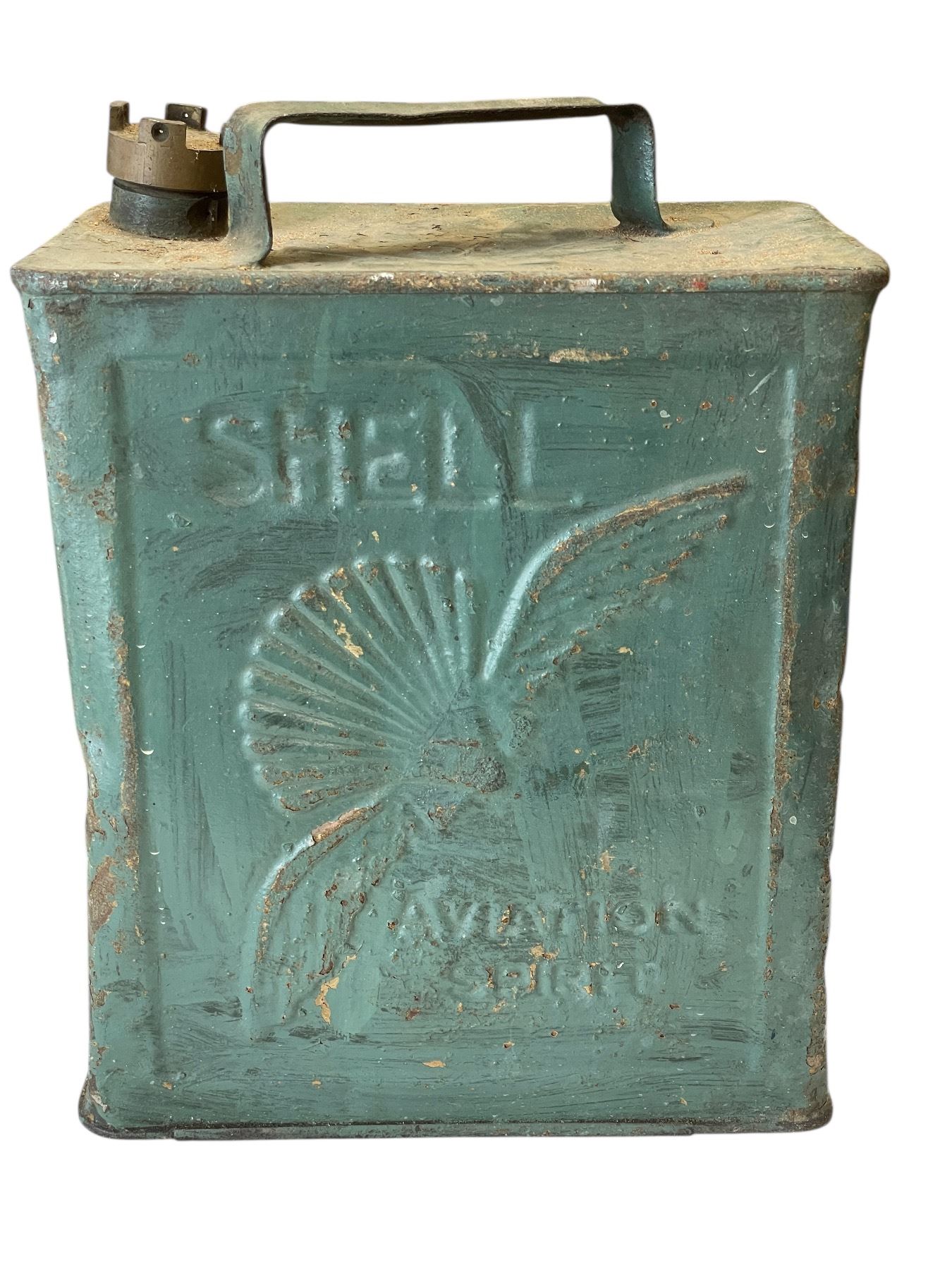 Winged Shell Vintage WW2 Era Shell Aviation Spirit Petroleum Tin With Winged Shell Logo