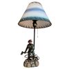 Image 2 : 3x Table Top Lamps: Fire Fighter, Wagon, & Ships Wheel