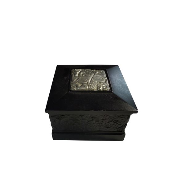 Boma First Nations Pewter Inlay Lidded Container