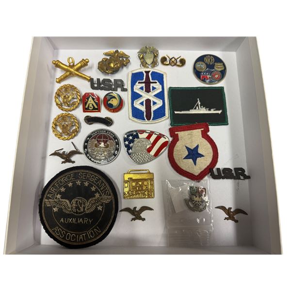 Assorted Vintage Military Collectibles: Air Forces, Navy, Patches, Pinbacks, & More
