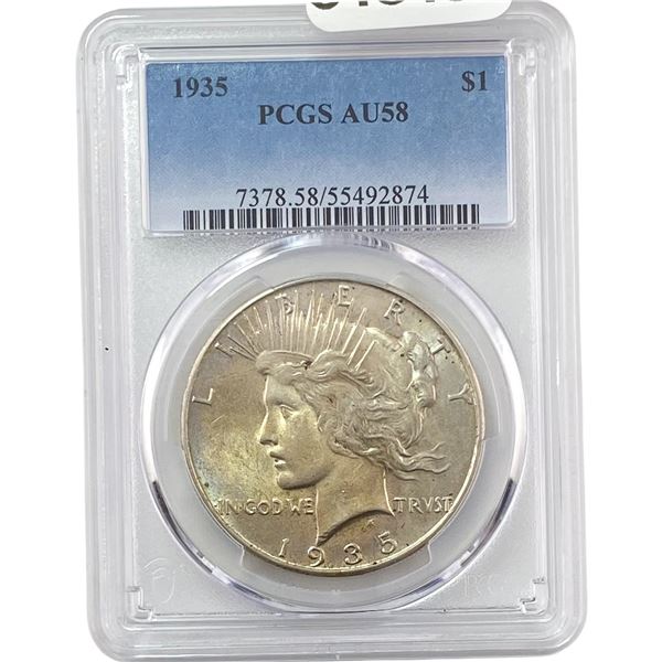 1935 Silver Peace Dollar PCGS AU58