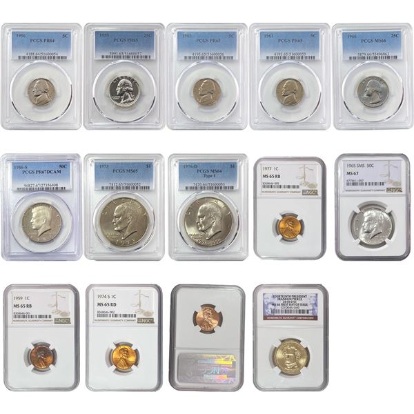 1956-2010 High Grade US Type Coin Lot [14 Coins] PCGS/NGC MS/PR64-67