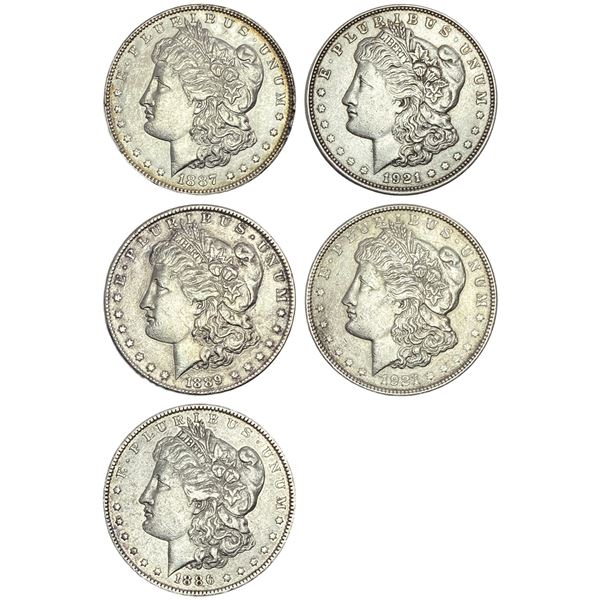 1886-1921 High Grade Morgan Silver Dollar Lot [5 Coins]