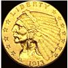 1913 Indian Head Gold $2.5 Quarter Eagle CHOICE AU