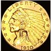 1910 Indian Head $2.50 Gold Quarter Eagle CLOSELY UNCIRCULATED