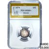 Image 1 : 1874 Seated Liberty Dime Monster PGA MS66+