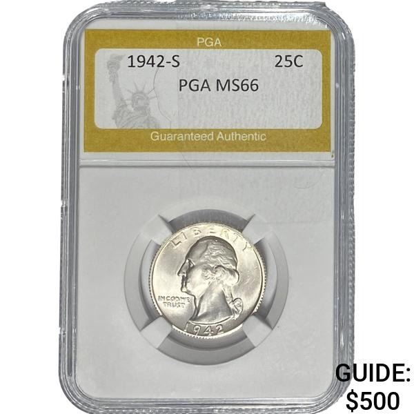 1942-S Washington Silver Quarter PGA MS66