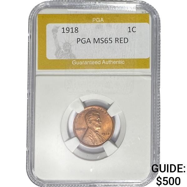 1918 Wheat Cent PGA MS65 Red