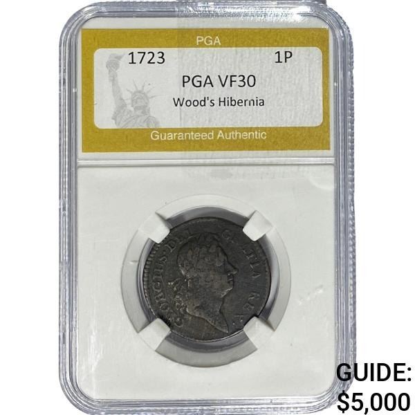 1723 Wood's Hibernia Penny PGA VF30