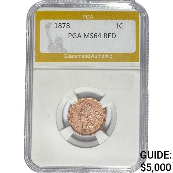 1878 Indian Head Cent PGA MS64 Red