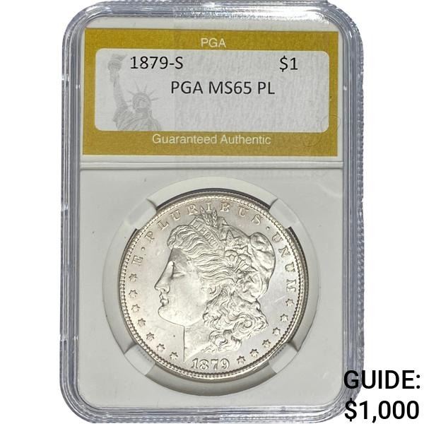 1879-S Morgan Silver Dollar PGA MS65 PL