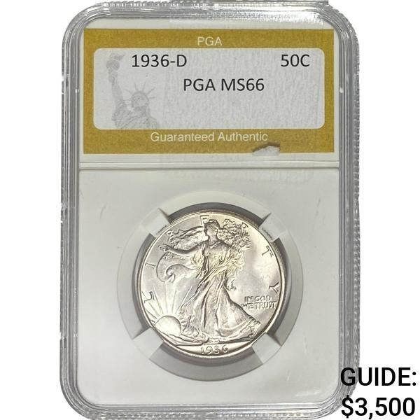 1936-D Walking Liberty Half Dollar PGA MS66