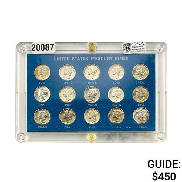 1941-1945 U.S. Mercury Dimes Set [15] Coins