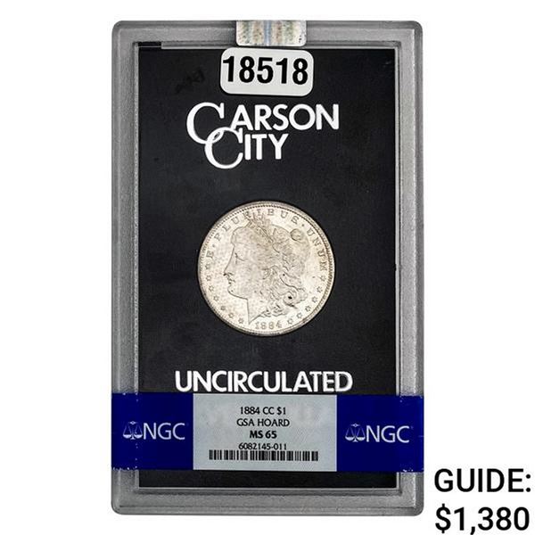 1884-CC Morgan Silver Dollar GSA MS65