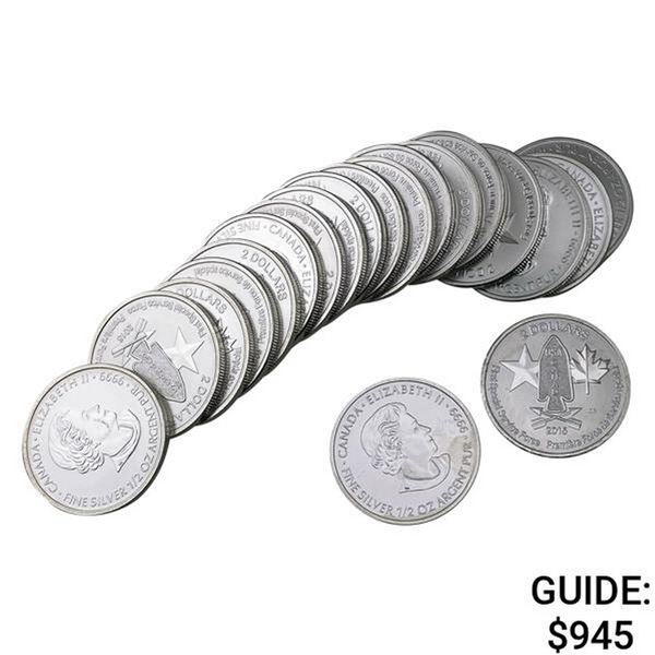 2015 GEM BU Canada 1/2oz Silver $2 Coin Roll [20 Coins]
