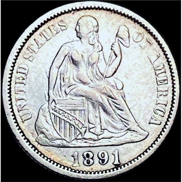 1891-O Silver Seated Liberty Dime CHOICE AU