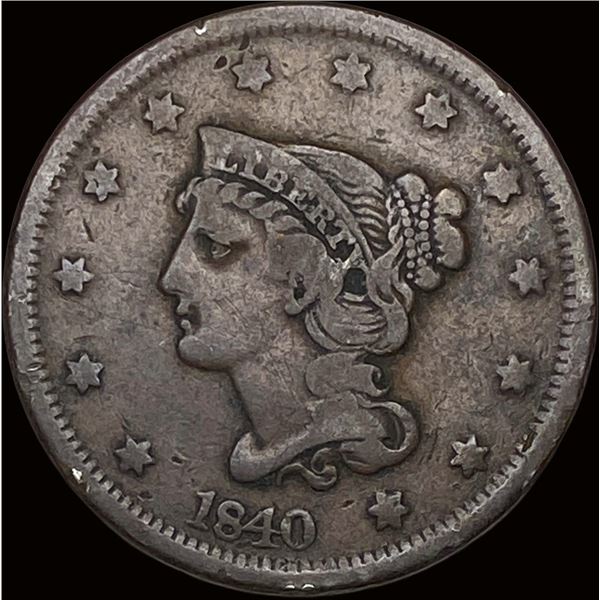 1840 Braided Hair Large Cent NICELY CIRCULATED