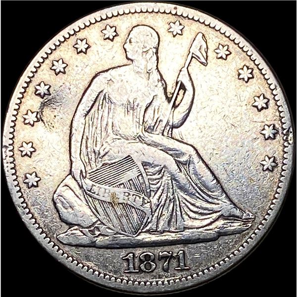 1871 Seated Liberty Half Dollar LIGHTLY CIRCULATED