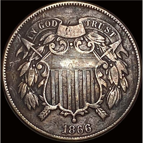 1866 Copper Two-Cent Piece NEARLY UNCIRCULATED