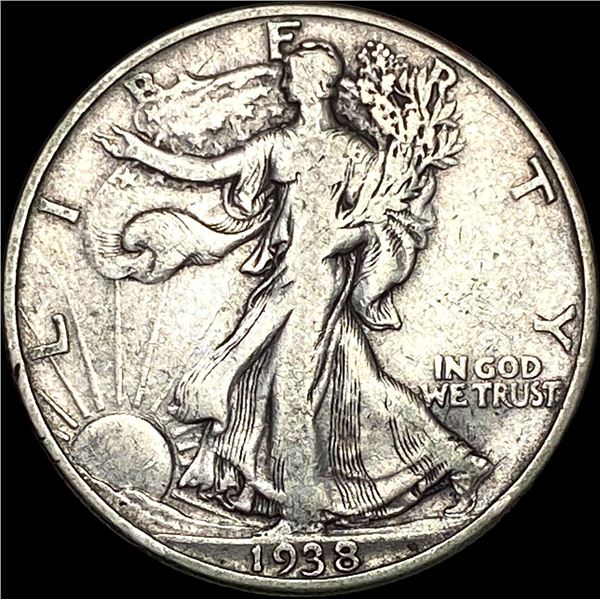 1938-D Silver Walking Liberty Half Dollar LIGHTLY CIRCULATED