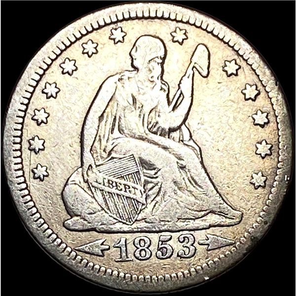 1853 Arrows/Rays Seated Liberty Quarter LIGHTLY CIRCULATED