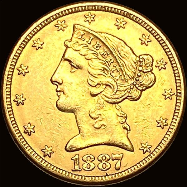 1887-S Gold $5 Half Eagle CHOICE AU