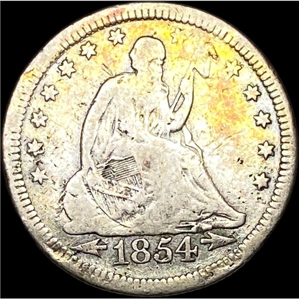 1854 Arrows Seated Liberty Quarter NICELY CIRCULATED