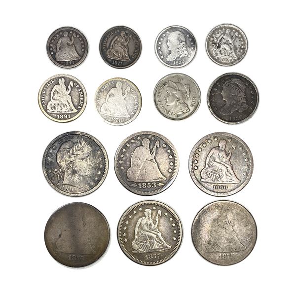1830-1895 19th Century Type Coin Lot [14 Coins]