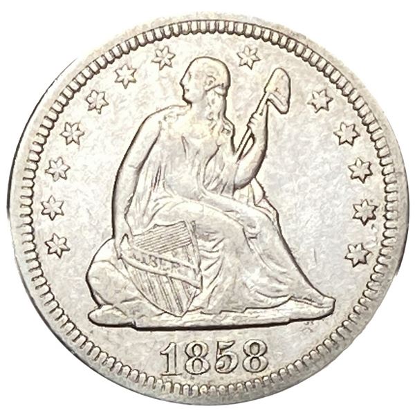 1858 Seated Liberty Quarter XF
