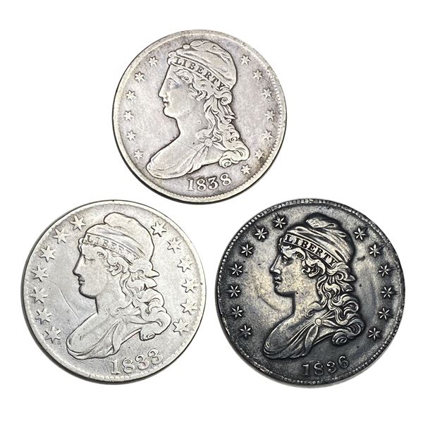 1833-1838 Capped Bust Half Dollar Lot [3 Coins]
