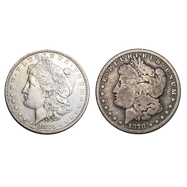 1878-CC, 1880-O Better Date Morgan Silver Dollar Lot [2 Coins]