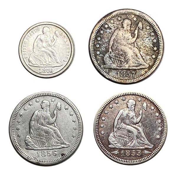 1853-1876 Better Date Seated Liberty Coin Lot [4 Coins]