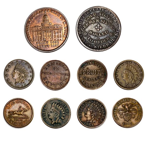 1837-1863 Hard Times and Civil War Tokens Lot [10 Coins]