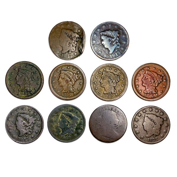 1803-1856 Early US Large Cent Lot [10 Coins]