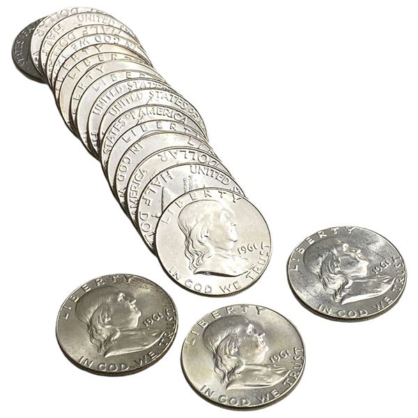 1961 GEM BU Franklin Half Dollar Roll [20 Coins]