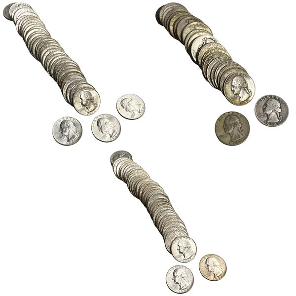 1934-1964 Large Silver Washington Quarter Lot [109 Coins]