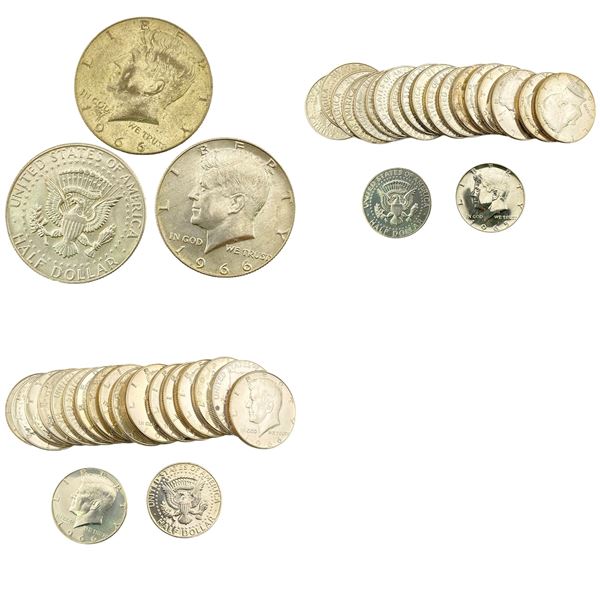 1966-1969 US 40% Silver Kennedy Half Dollar Lot [61 Coins]