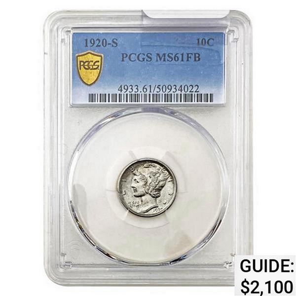 1920-S Mercury Silver Dime PCGS MS61 FB