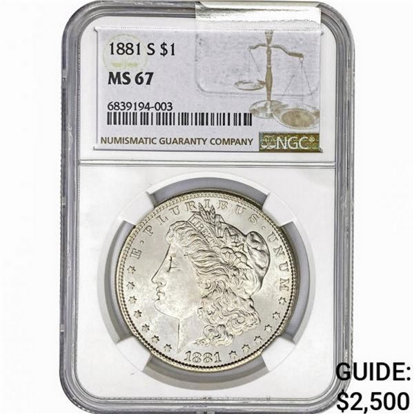 1881-S Morgan Silver Dollar NGC MS67